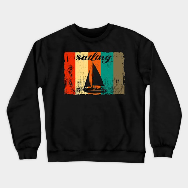 Retro vintage sailing design gift  idea Crewneck Sweatshirt by Macphisto Shirts